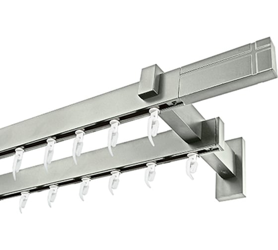 Изображение товара Карниз для штор двухрядный Хай Тек, Кросс, сатин, 200 см арт. Эскар 4213200