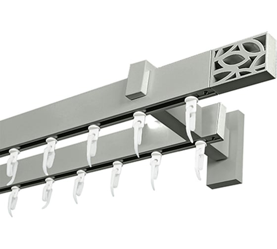 Изображение товара Карниз для штор двухрядный Хай Тек, Твист, сатин, 200 см арт. Эскар 4216200