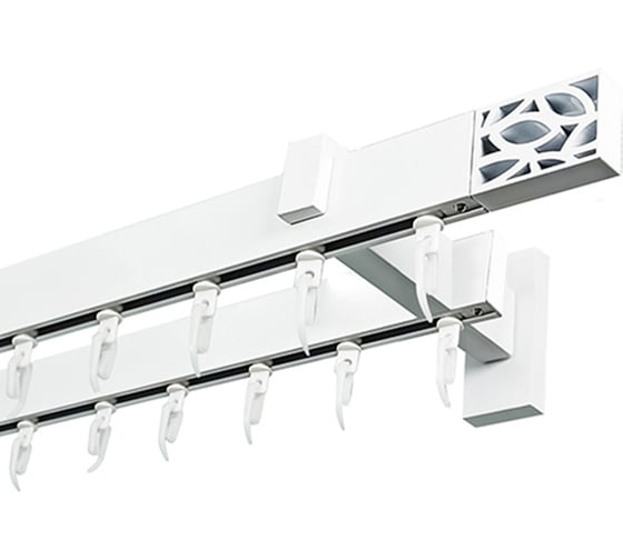 Изображение товара Карниз для штор двухрядный Хай Тек, Твист, белый, 200 см арт. Эскар 4215200