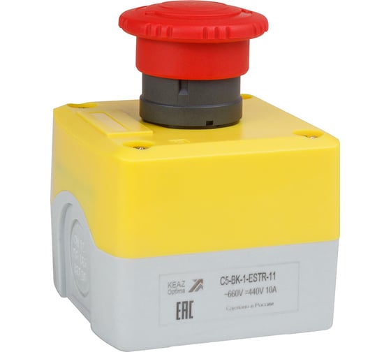 Изображение товара Пост кнопка аварийная КЭАЗ стоп OptiSignal D22 C5-BK-1-ESTR-11 1НО+1НЗ возв пов XALK178E 338522