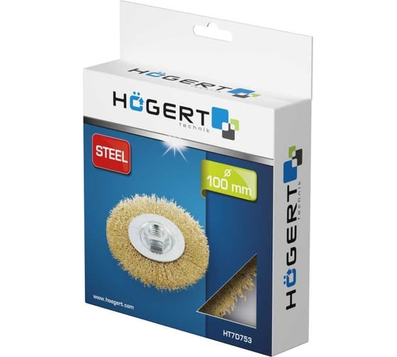 Изображение товара Корщетка дисковая прямая латунная 100 мм, M14 HOEGERT TECHNIK HT7D753