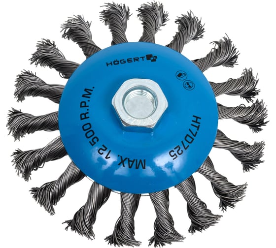 Изображение товара Корщетка дисковая витая стальная с резьбой M14, 115 мм HOEGERT TECHNIK HT7D725