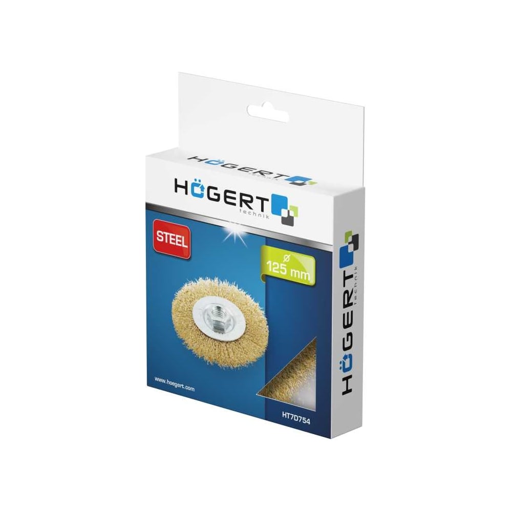 Изображение товара Корщетка дисковая прямая латунная 125 мм, M14 HOEGERT TECHNIK HT7D754