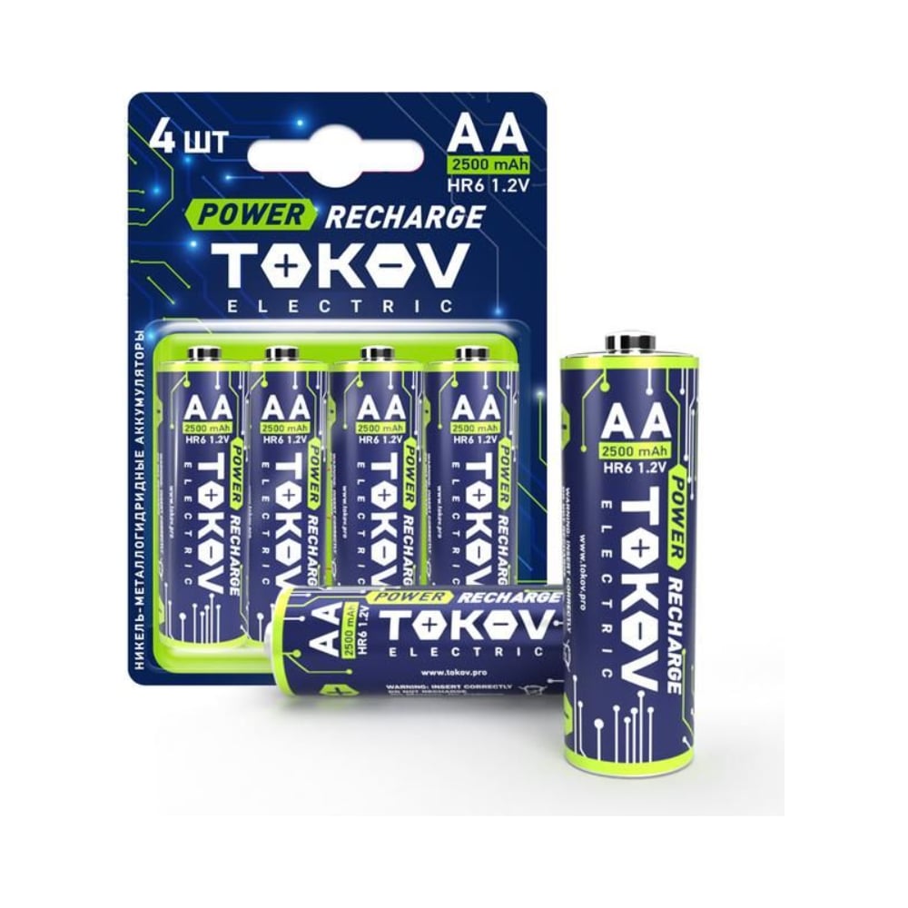 Изображение товара Аккумулятор TOKOV ELECTRIC AA 2500мАч 4шт Ni-Mh