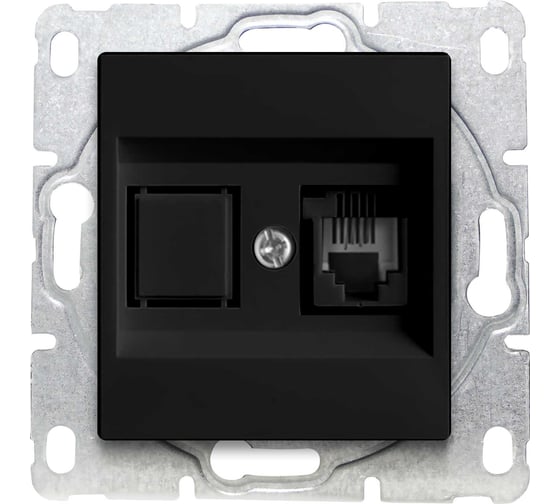 Изображение товара Розетка Metronex Electric Рим для телефонного кабеля без рамки черная FRZMT010104CMT