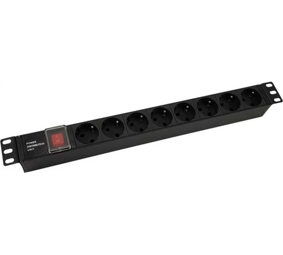 Изображение товара Блок розеток NTSS 19", 1U, алюминий, 1ф10A, 2.3кВт, (8) Schuko CEE 7/7, выкл. с подсв.и крыш., вх. 60320 С14 NTSS-PDU-DA1016