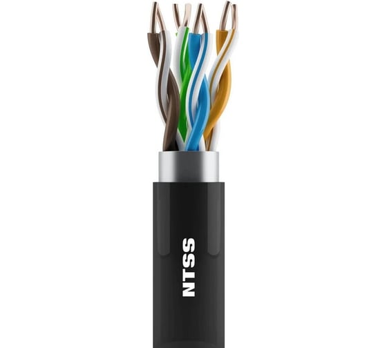 Изображение товара Кабель витая пара NTSS F/UTP 5e 4 пары одножильный 24AWG медь 305м внешний PE черный NTSS-OUT-FTP4-5е-PE-BL