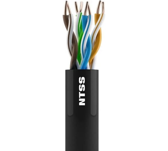 Изображение товара Кабель витая пара NTSS U/UTP 5e 4 пары одножильный 24AWG медь 305м внешний PE черный NTSS-OUT-UTP4-5е-PE-BL