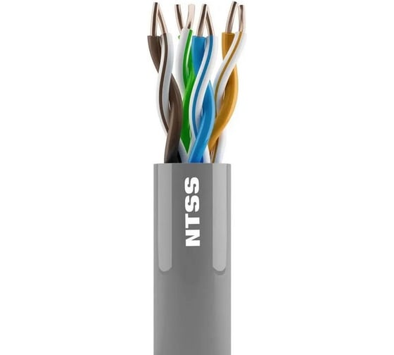 Изображение товара Кабель витая пара NTSS U/UTP 5e 4 пары одножильный 24AWG медь 305м внутренний PVC серый NTSS-IN-UTP4-5е-PVC-GY