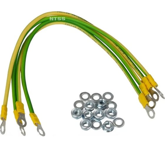 Изображение товара Набор кабелей заземления NTSS (набор: гайка, шайба - 8шт, проводник зазмеления 30см - 4шт) NTSS-KZ
