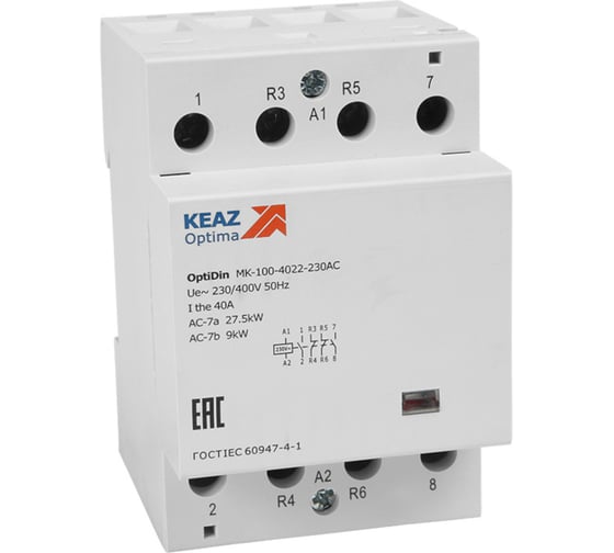 Изображение товара Контактор КЭАЗ модульный OptiDin MK-100-4040-230AC 321187
