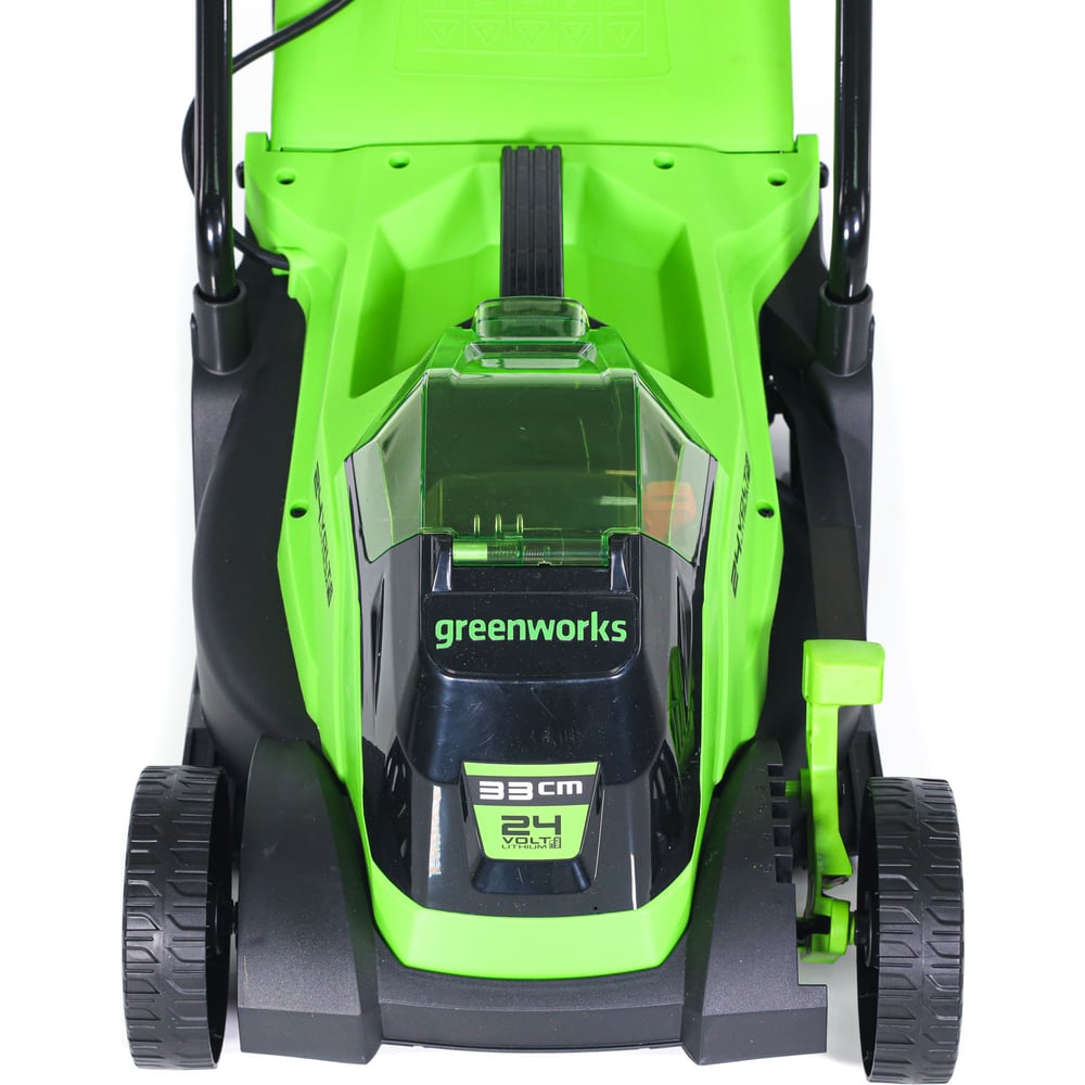 Изображение товара Аккумуляторная газонокосилка GreenWorks 24V 33 см бесщеточная с одним АКБ USB зарядным