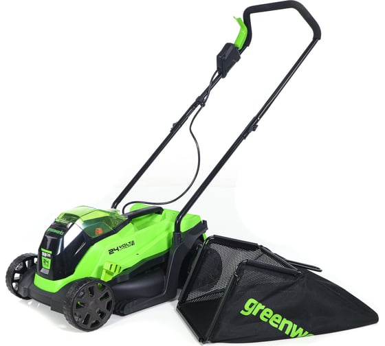 Изображение товара Газонокосилка аккумуляторная GreenWorks 24V, 33 см, бесщеточная, с 1хАКБ 4Ач c USB и ЗУ 2516107USB4