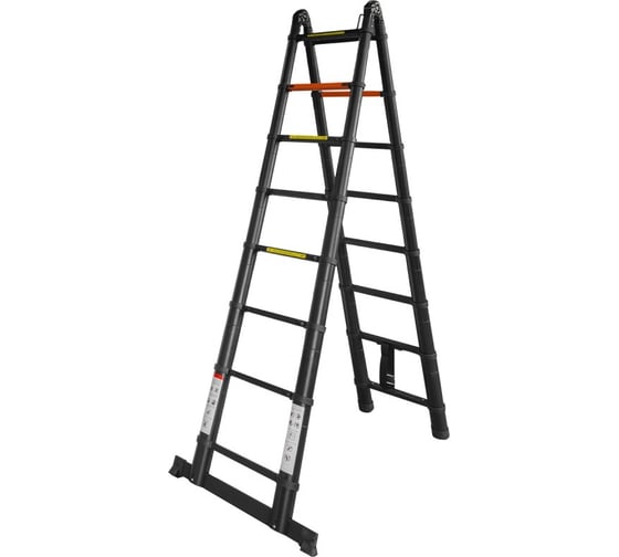 Изображение товара Лестница-стремянка телескопическая алюминиевая бытовая Rockforce 2.5+2.5м (8+8 ступ.) RF-UP250-M(54188)