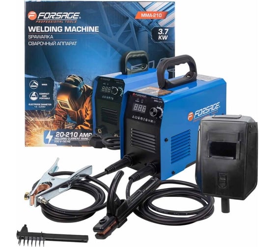 Изображение товара Сварочный аппарат Forsage 3.7 кВт, 230 В, диаметр электрода - 1.6-3.2 мм, сварочный ток - 20-210 А F-MMA-210(58939)
