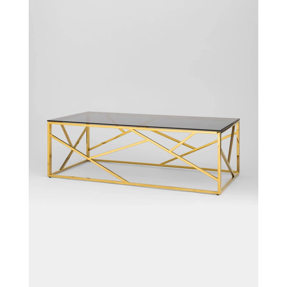 Изображение товара Журнальный стол Стул Груп 120х60 Арт Деко стекло smoke сталь золото