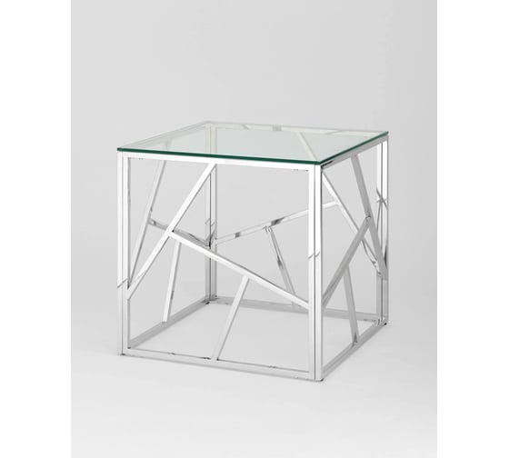 Изображение товара Журнальный столик Стул Груп 55х55 АРТ ДЕКО, прозрачное стекло, сталь серебро EET-015