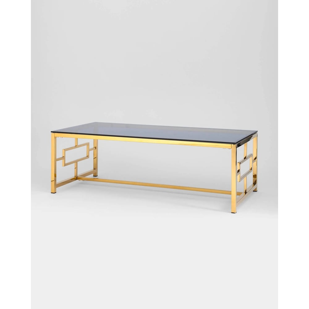 Изображение товара Журнальный стол Груп 120x60 БРУКЛИН стекло smoke сталь золото