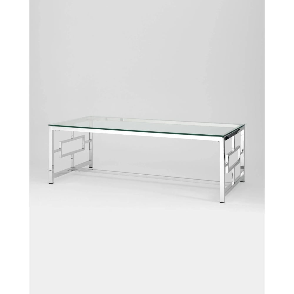 Изображение товара Журнальный стол БРУКЛИН 120х60 прозрачное стекло сталь серебро