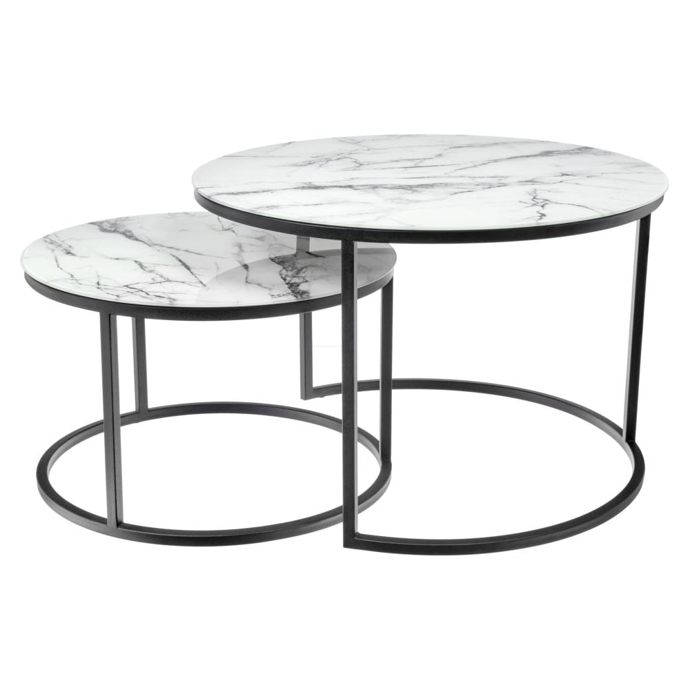 Изображение товара Набор кофейных столиков BRADEX Tango белый мрамор 2 шт современный дизайн