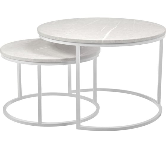 Изображение товара Набор кофейных столиков BRADEX Tango бежевый мрамор с белыми ножками, 2 шт. RF 0611