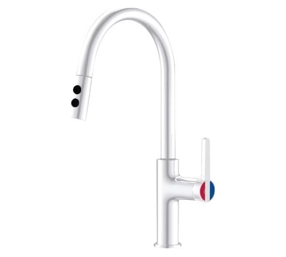 Изображение товара Смеситель для кухни A-five Lotus латунь, D35, белый А5-0725