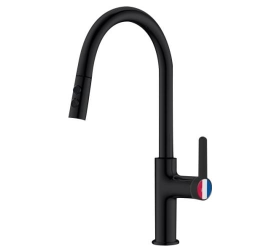 Изображение товара Смеситель для кухни A-five Lotus латунь, D35, черный А5-0625