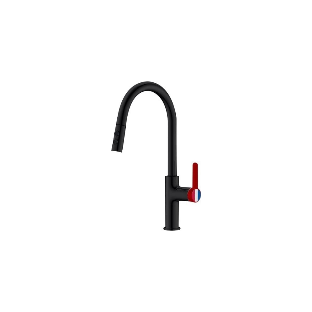 Изображение товара Смеситель для кухни A-five Rose латунь D35 черный красный однорычажный