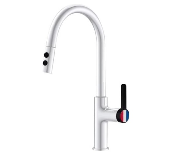 Изображение товара Смеситель для кухни A-five Rose латунь, D35, белый + черный А5-0925