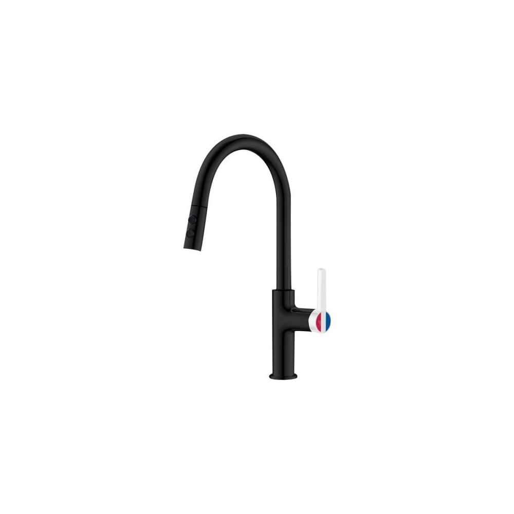 Изображение товара Смеситель для кухни A-five Rose латунь D35 черный-белый однорычажный