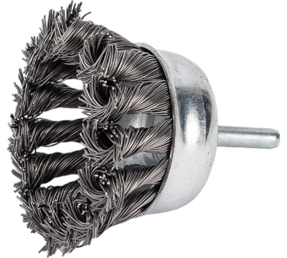 Изображение товара Щетка металлическая со шпилькой крученая чашка 65 мм для дрели ON 20-02-265