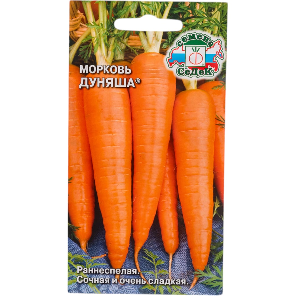 Морковь СеДек Дуняша (ран.спел.,конич.,ярк.-оранж.,14-16 см.,60-100 г.). Евро, 2 14064
