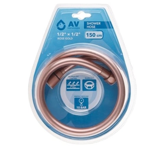 Изображение товара Шланг душевой AV Engineering, PVC, 1/2 г-г, 150 см, розовое золото, AVSSS-113