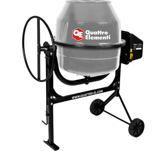 Изображение товара Бетоносмеситель QUATTRO ELEMENTI Terra 180 700 Вт, 180 л, 23 об/м, замес 90 л, чугунный венец 917-988