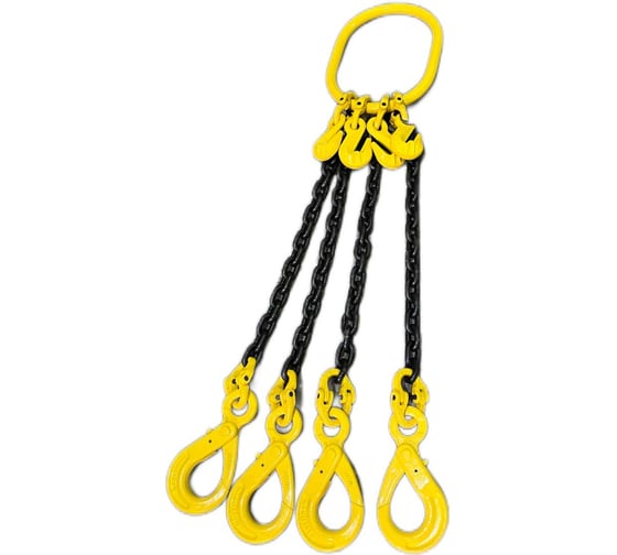 Изображение товара Строп цепной четырехветвевой Строп-Стор 4СЦ 11.2 т, 6000 мм, звено увеличенное 17 т, для автокрана 25 т, крюки самозапирающиеся, крюки укоротители, 8 класс S100258