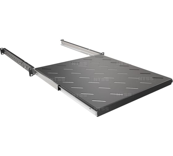Изображение товара Полка выдвижная NTSS глубина 500мм, крепление 19 1U, для шкафов глубиной 800мм, черный RAL 9005 NTSS-MSKB-FS-800-BL