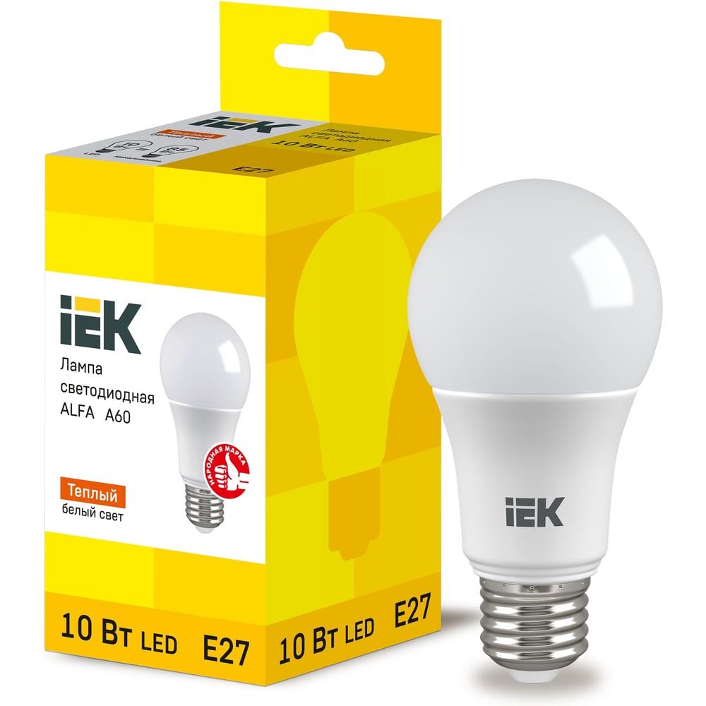 Изображение товара Лампа IEK LED ALFA A60 10Вт 3000К E27 светодиодная груша