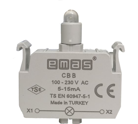 Изображение товара Блок-контакт подсветки Emas с белым светодиодом, серия C, 100-230 В AC CBB