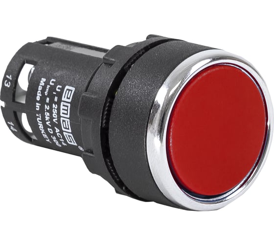Изображение товара Нажимная моноблочная кнопка Emas красная, 22мм, IP40, 1НО+1НЗ, MB102DK