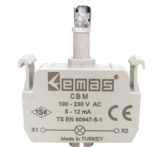 Изображение товара Блок-контакт подсветки Emas с синим светодиодом, серия C, 100-230 В AC CBM