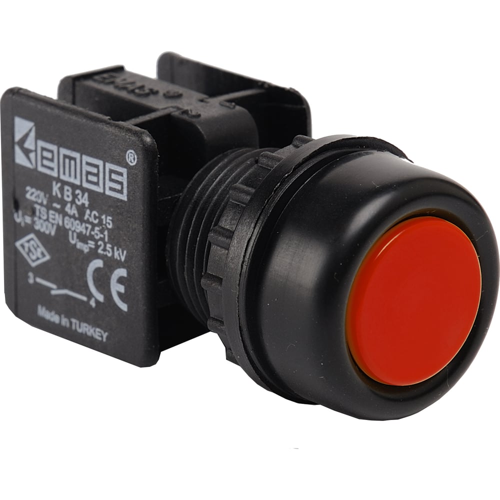 Изображение товара Водозащитная кнопка Emas красная 1НО, KB34RK