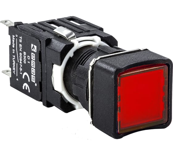 Изображение товара Нажимная возвратная квадратная кнопка Emas красная 1НО, 250В, 1,5А., D100KDK