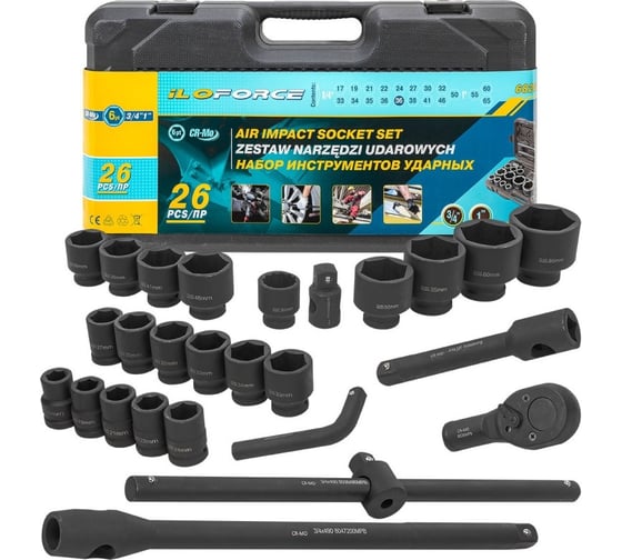 Изображение товара Набор инструментов ударных iLOFORCE 26пр, 3/4", 1" 6гр. IF-68262-5MPB(58981)
