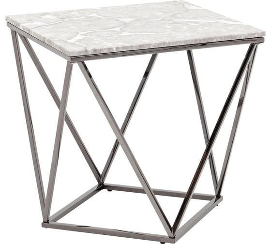 Изображение товара Журнальный столик Стул Груп Авалон 61х61, серый мрамор, сталь темный хром EET-0551-GM