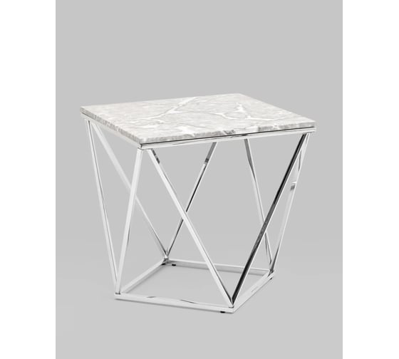 Изображение товара Журнальный столик Стул Груп Авалон 61х61, серый мрамор, сталь серебро EET-0551