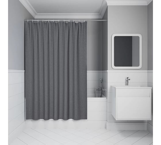 Изображение товара Штора для ванной IDDIS, 200x180 см, полиэстер, серый, DL03P18i11
