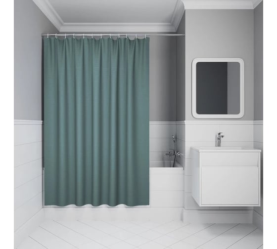Изображение товара Штора для ванной IDDIS, 200x180 см, полиэстер, зеленый, DW05P18i11