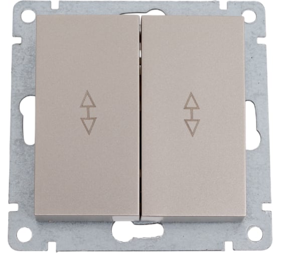 Изображение товара Проходной двухклавишный выключатель UNIVersal серия "Афина ", скрытой установки, 10А, 220В, шампань, еврослот A0026-Br