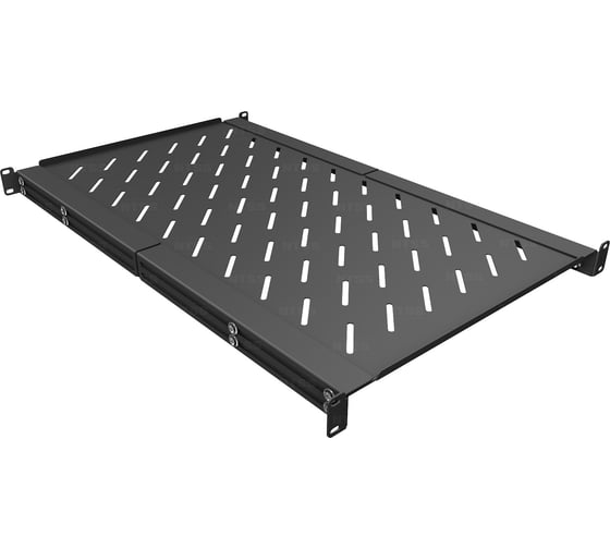 Изображение товара Полка универсальная NTSS глубина 750мм, крепление 19 1U, для шкафов глубиной 1000/1070/1200мм, черный RAL 9005 NTSS-MS-1070/1200-BL