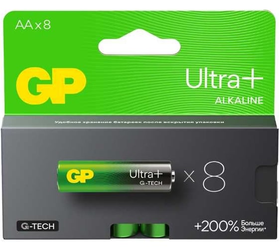 Изображение товара Батарейки GP АА пальчиковые алкалиновые Ultra Plus Alkaline, набор 8 шт (15AUPA21-BC8) 33406158